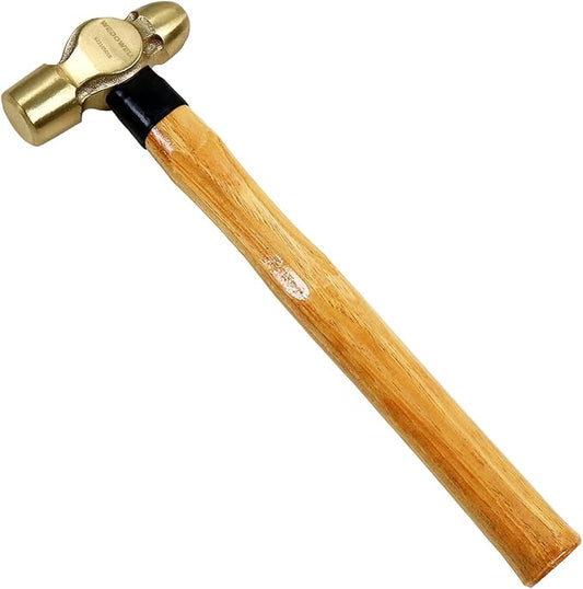 WEDOWELL 2lb Brass Ball Pein Hammer, Brass Ball Peen Hammer with Wooden Handle,Length 365mm,Die-forged,DIN Standard,Ideal for Demolition,Construction,Blacksmithing