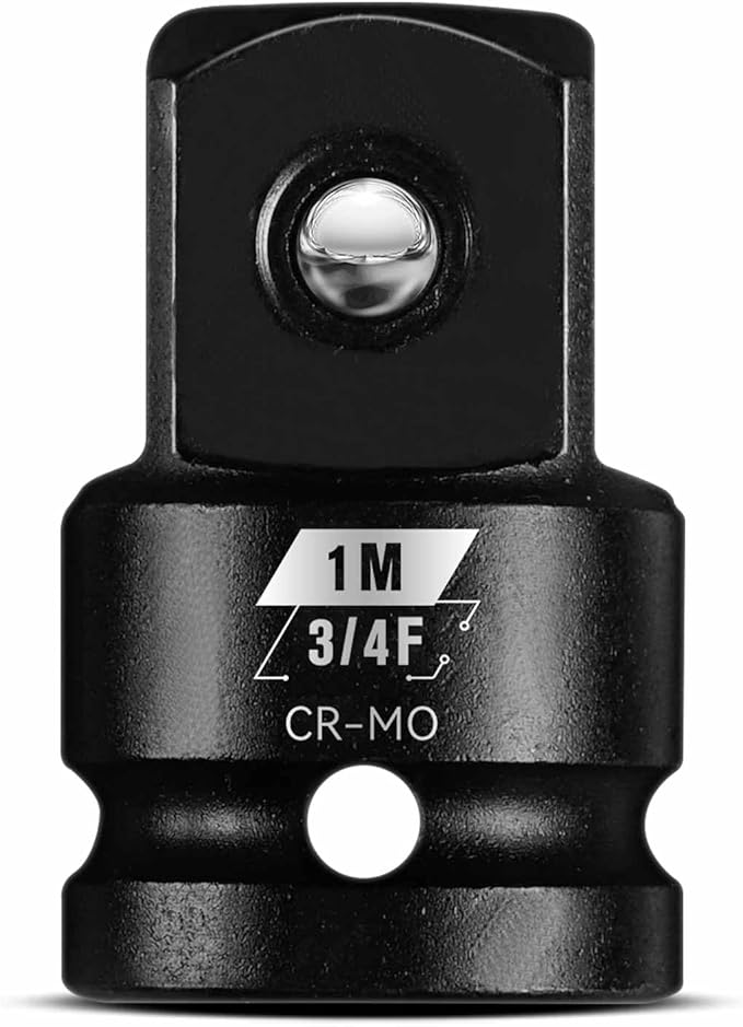 BLACKROBOT 3/4?쒯 To 1?쒶 Impact Socket Adapter, Cr-Mo Steel Exceeds ANSI Standards, Square Drive Reducer for Impact Driver Wrench