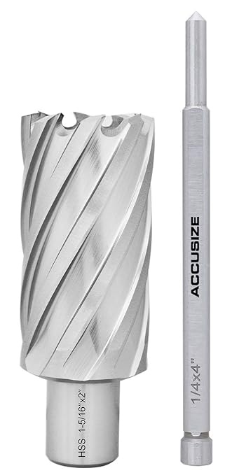 Accusize Industrial Tools 1-5/16'' by 2'' Cutting Depth H.S.S. Annular Cutter with 1 Pc Pilot Pin, 2081-2026Pin