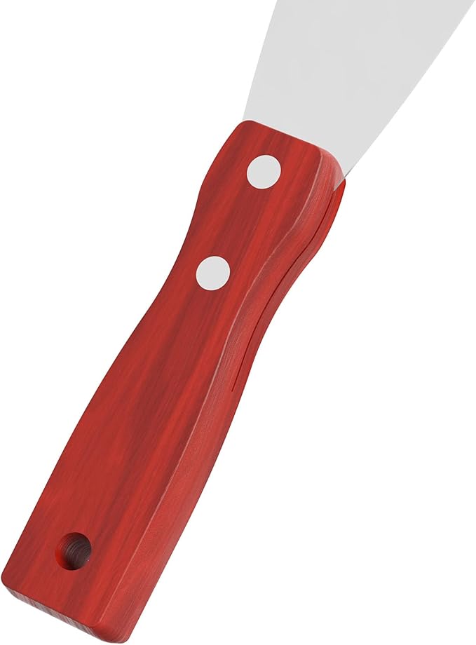Putty Knife, 2 Inch Stainless Steel Scraper Tool, Wooden Handle Metal Spackle Knives for Drywall, Decals, Wall Paper, Floor Tile, Patching, Painting, Taping, Scraping Coating