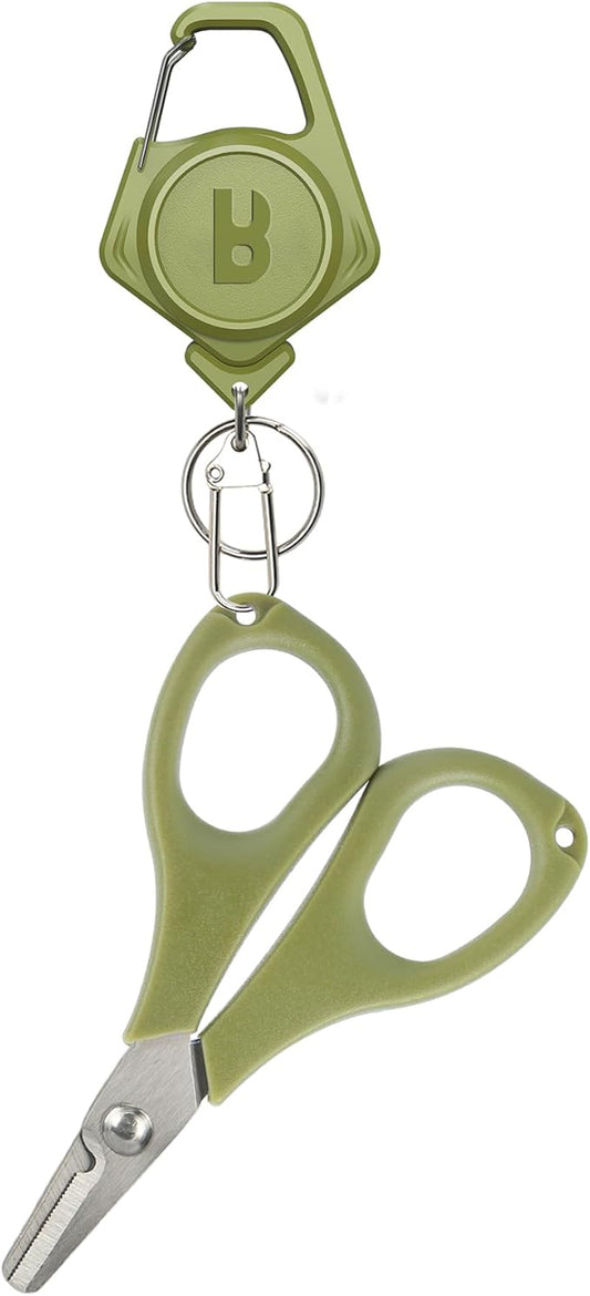 Booms Fishing Fishing Scissors for Braided Line, Fishing Line Cutter Saltwater and Freshwater, Fishing Serrated Shears with Retractor, S01