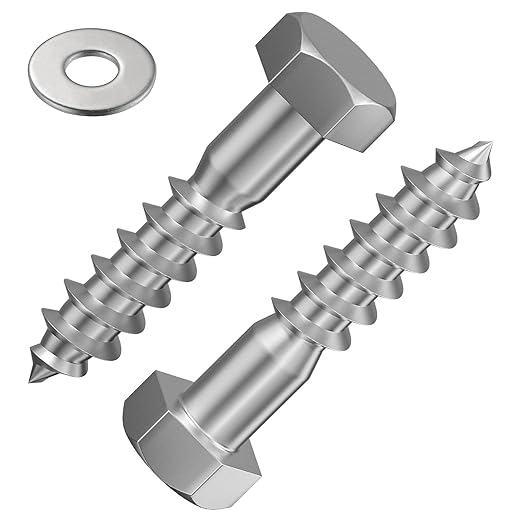 Lag Screws Wood Screws,(80PCS, 1/4"x1", Silver) Hex Head Lag Bolts,(6x25) Heavy Duty Lag Screws,304 Stainless Steel Bolts 18-8