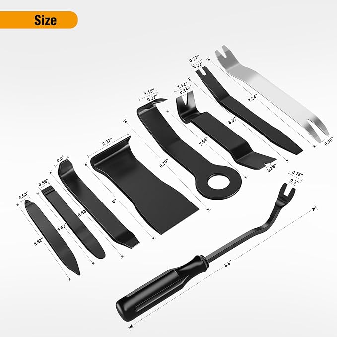 GOOACC 9PCS Auto Trim Removal Tool Kit No-Scratch Tool Kit for Car Audio Dash Window Molding Fastener Remover Tool Kit-Black