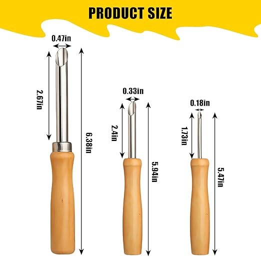 Straw Puncher for Lids Stainless Steel Hole Punch Tool for Plastic Cups Perfect for Lemonade Stands, Bubble Tea, Iced Coffee & Home Parties 3 Sizes (0.47in & 0.33in & 0.18in)