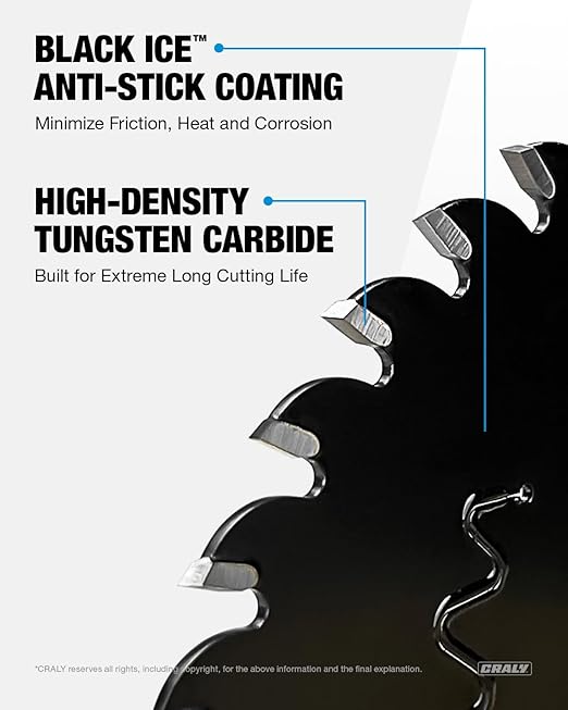 CRALY 4-1/2 Inch 24&36 Teeth Wood Cutting Framing/Fine Finish Circular Saw Blade, 7/8 Inch Arbor, Carbide Tipped, Thin Kerf, Black Ice™ Coating, for Plywood, MDF, OSB, Laminated, 2-Pack(C042436-2E)