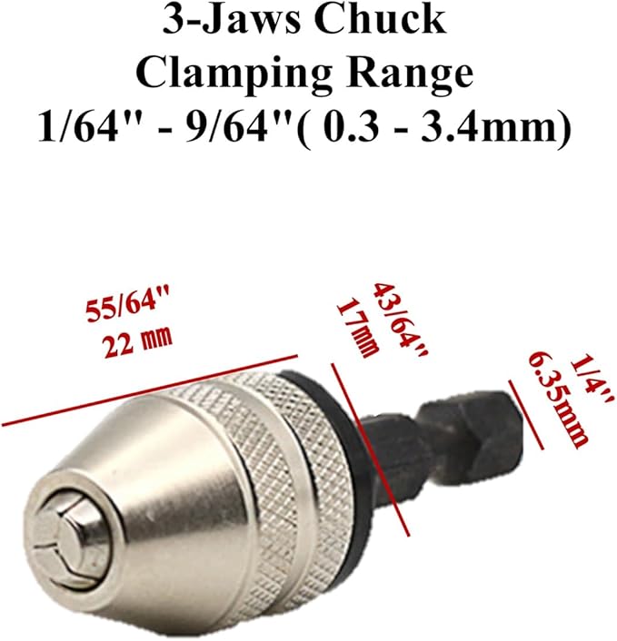 aiyun Drill Bit Adapter with 1/4 Hex Shank - 3Pcs Small Drill Chuck Extension for Impact Driver (0.6-8mm,0.3-3.6mmX2)