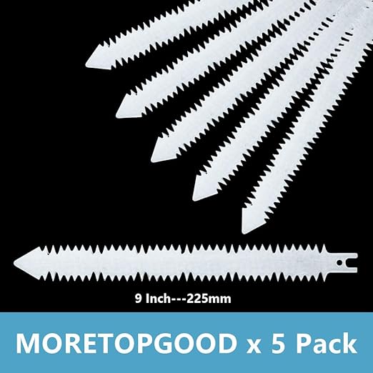 9 Inch Double-Sided Tooth Reciprocating Saw Blades,5TPI Replaceable Blades for Wood Pruning, Japanese Saw Blades Suitable for Tree Cutting (5-Pack)