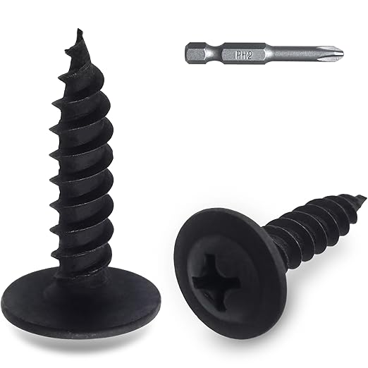 140pcs #8 횞 3/4??Modified Truss Head Wood Screws, Phillips Drive, Black Wood Screws, Screws with Screwdriver Bit
