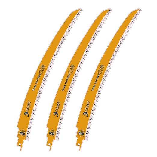 12 Inch 6TPI Japanese Teeth Reciprocating Saw Blade, Curved Edge Wood Pruning Saw Blades for Tree Trimming, Wood Cutting (3-Pack)