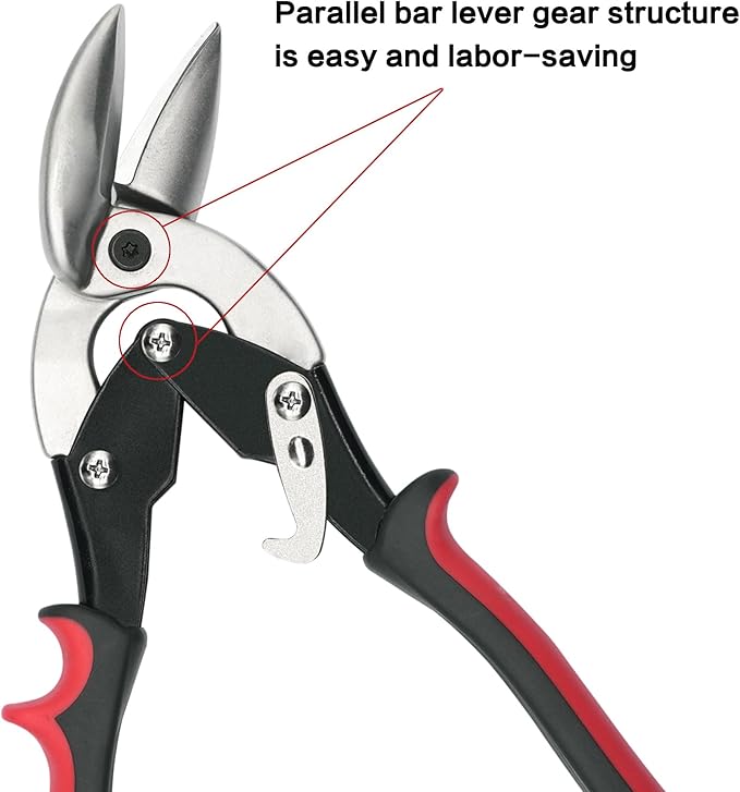 2Pcs Left and Right Regular Tin Cutting Shears Metal Cutter with Comfort Grip and Safety Lock Suitable For Cutting Thin, Moderately Hard Metal Materials