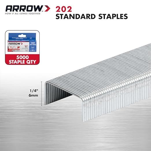 Arrow 202 1/4-Inch Length Galvanized Steel Staples for Desktop Staplers only; Office Supplies for Desk Staplers for Business, Classroom Supplies, Home Office, and Craft Use, 5000-Pack