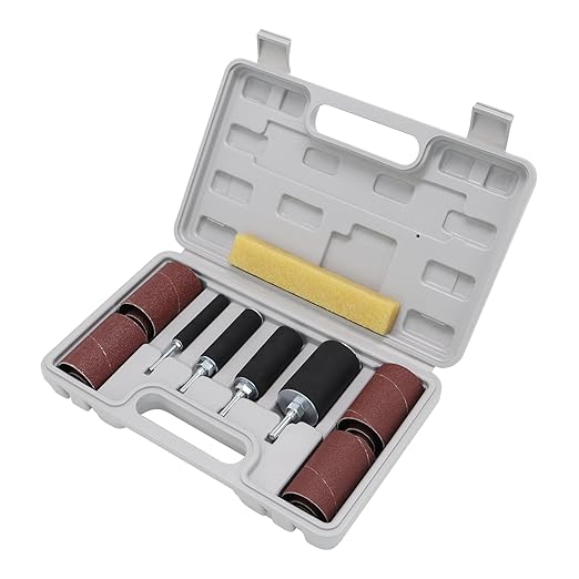 2-1/2’’Sanding Drum and Sleeves Set with 1/4’’, 1/8’’Shank and Rubber Eraser, Drill Sanding Kit for Sanding Polishing Multiple Materials Wood Fiberglass Metal, 80, 120 Grit-21PCS