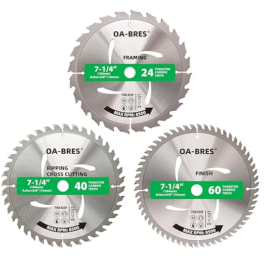 3Pack Combo 7-1/4 Inch Circular Saw Blades with 5/8" Arbor, TCT ATB 24T Framing, 40T Crosscutting, 60T Finish Saw Blade for Various Wood Cutting