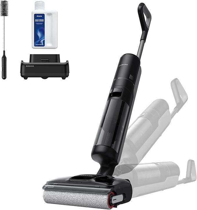 DREAME H12 FlexReach Vacuum Mop, 0 Tangle Wet Dry Vacuum Cleaner, Cordless Vacuum Mop All-in-One for Hard Floors, 180째 Lie-Flat Floor Cleaner Machine with 194째F Hot Self-Cleaning, 50Mins Runtime