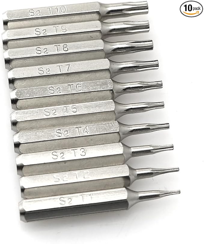 ZYAMY 10PCS Precision Screwdriver Bits (Plum Type) 28mm Long Torx T1 T2 T3 T4 T5 T6 T7 T8 T9 T10 Miniature Phillips Drill Bit Set Apply to Car Truck Engine Motorcycle Cell Phone