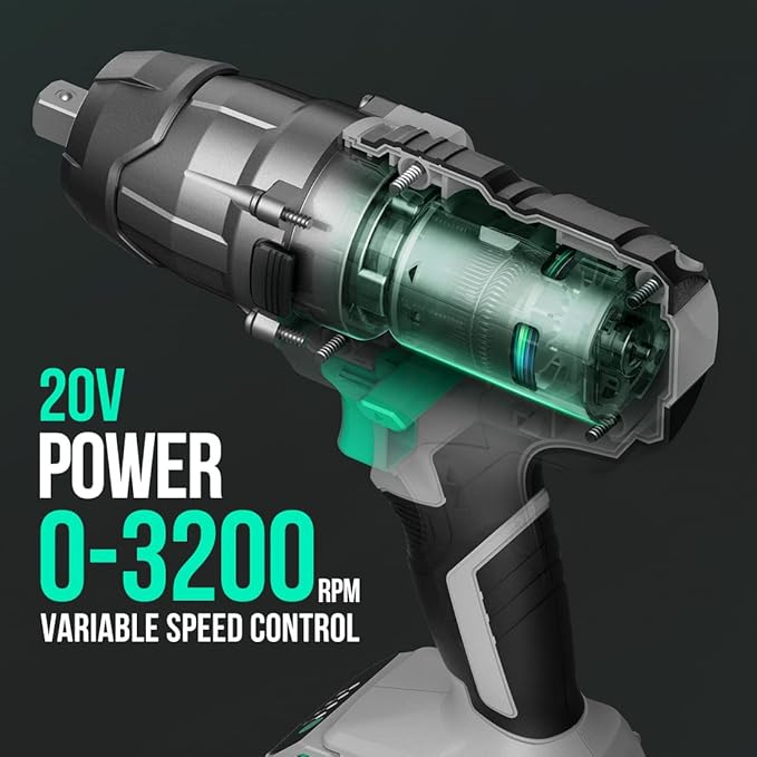 LiTHELi Impact Wrench Cordless, 1/2 inch Power Impact Wrenches Max Torque 320 ft-lbs(430N.m), Bare Tool, Battery and Charger not Included