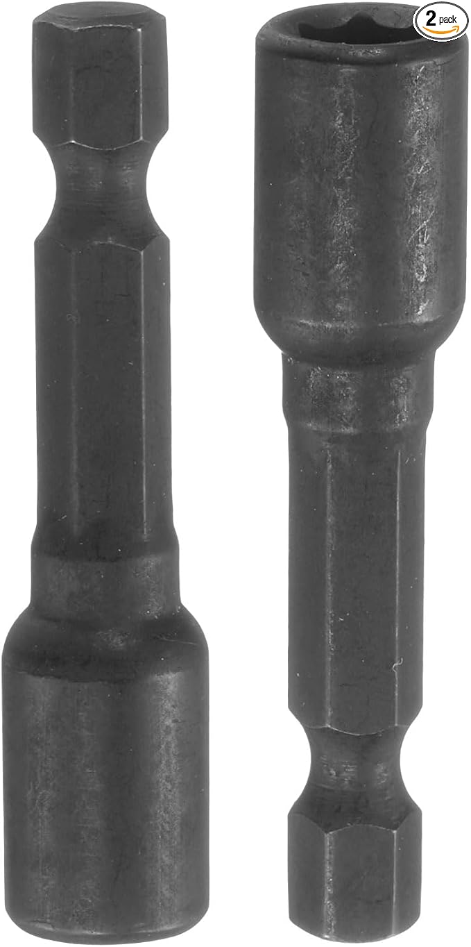 uxcell 2pcs 1/4" Hex Shank 6mm Magnetic Hex Socket 48mm Length, CR-V Steel Quick-Release Impact Driver Bit Socket Magnetic Nut Driver for Impact Drill Power Nut Setter Black
