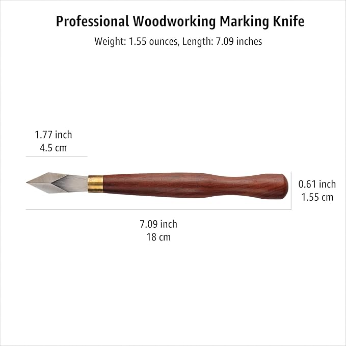 Professional Woodworking Marking Knife – 7.09 Inch Layout Woodworking Tools, Sharp Stainless Steel Blade, Hardwood Handle, Precise Wood Working Tools and Accessories for Carpenter, Carpentry