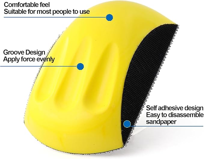 2PC 5" Hand Sanding Block Hook & Loop Backing Pad Sandpaper Holder Hand Grinding Block