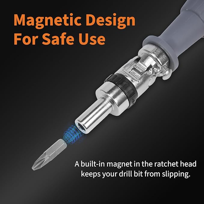 10-in-1 Ratchet Screwdriver Set, 3rd Gen Ratcheting Screwdriver with Phillips, Flat Head, Torx, Hex, Square, 180 Degree Adjustable Design, Portable Repair Tool Kit for Household and DIY