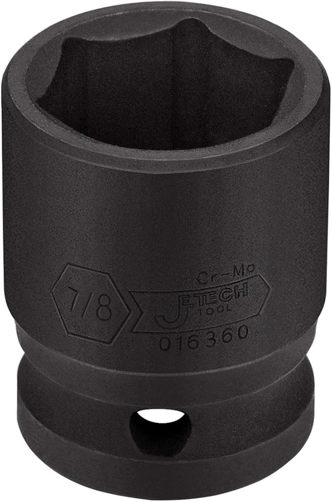 Jetech 1/2 Inch Drive 7/8 Inch Standard Impact Socket, Made with Chrome Molybdenum Alloy Steel, Heat Treated, 6-Point Design, SAE