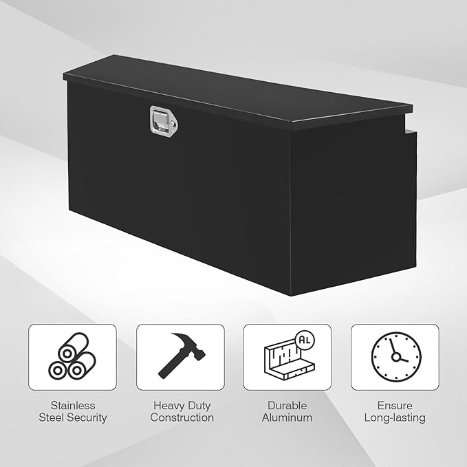 49 Inch Steel Trailer Tongue Box, Heavy Duty Tool Box for Trailer with G-Lock and 2 Keys, Suitable for Trailers and Pickup Trucks，Black（49×15×18.5 inch）