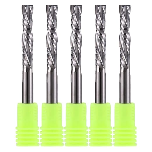 Up & Down Cut Bit 6mm（0.236" Shank, 1-1/4" Cutting Length Compression Bit Spiral CNC Router Bits End Mill Tungsten Carbide Milling Cutter Set 5 Pack