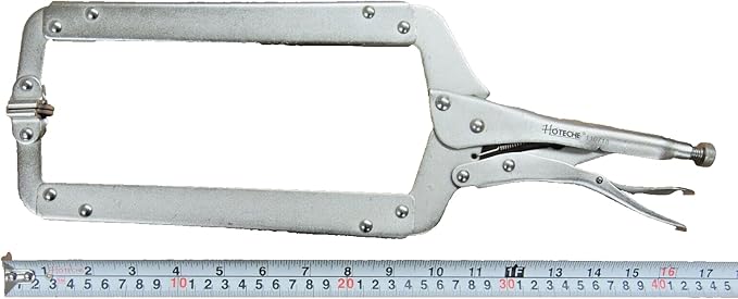 2-Pack 18 Inch Locking C Clamp Pliers with Swivel Jaw Pads, Max Jaw Opening 8-1/4", Drop-Forged Steel Vice Welding Clamps for Metalworking, Woodworking, Automotive