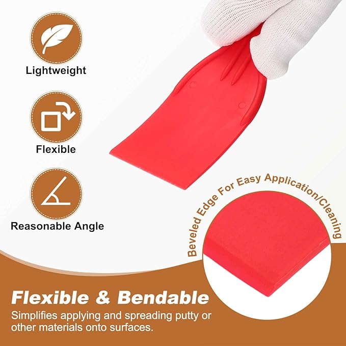 HARFINGTON 5pcs Putty Knife Scraper 2" Width Flexible Plastic Putty Knife Paint Scraper Tool for Taping Drywall Spreading Painting Wall Scratching Red