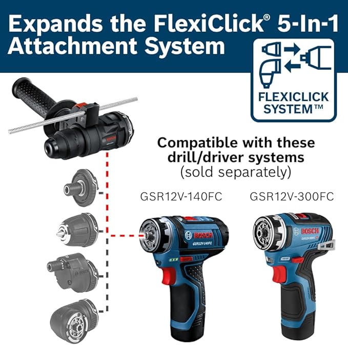 Bosch GSR12V-140FCB22 12V Max Drill/Driver with 5-In-1 Flexiclick® System and (2) 2.0 Ah Batteries