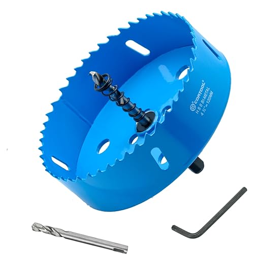 4-3/4 Inch Bi-Metal Hole Saw With Arbor for Metal and Wood Cutting - Hole Cutter Kit for Drywall, PVC Boards, Fiberglass and Vent Pipes