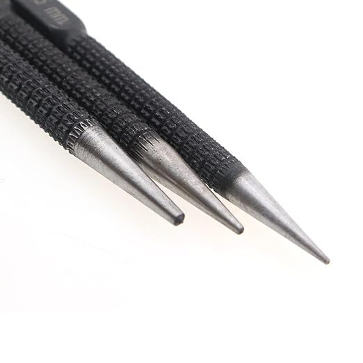 3PCS Black High Carbon Steel Centre Combination Punch 1.5/2/3mm Mechanical Repair and Installation Hole Cutting and Positioning Tool Used for Application Marking Indentation