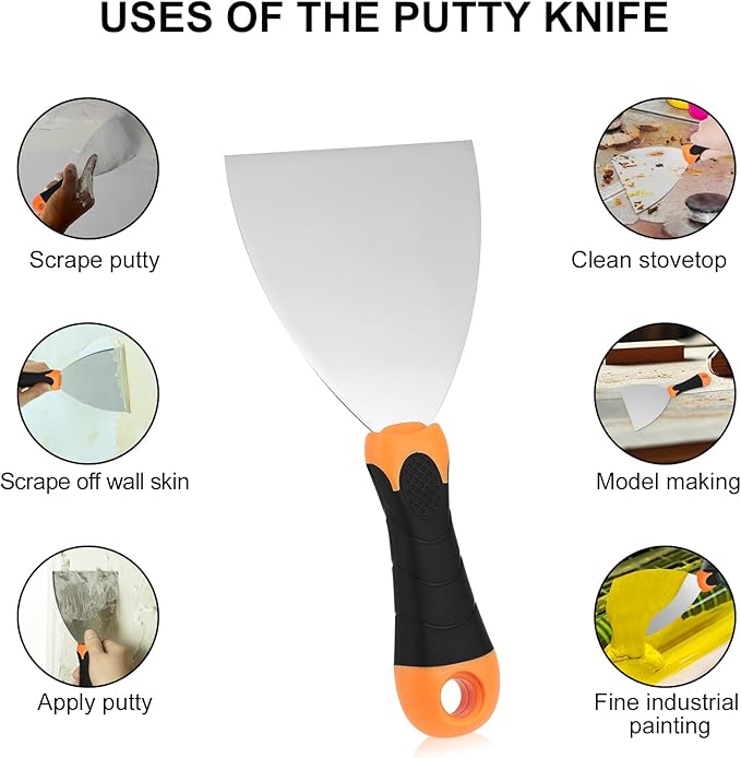 2-Piece Spackle Knife Set竊?"竊똞nd 6" Professional Putty Knives - Paint Scraper and Drywall Tools for Wall Repair-WEGAZ