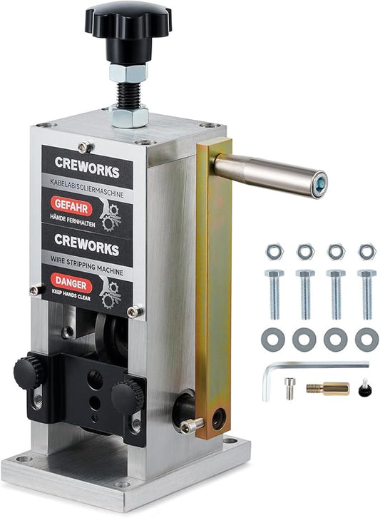 CREWORKS Manual Wire Stripper Machine, 0.06"-1" Wire Stripping Machine, Wire Stripping Tool for 1.5-25 mm Scrap Wire, Cable Stripper for Power Drill, Copper Wire Stripper for Leftover Cable
