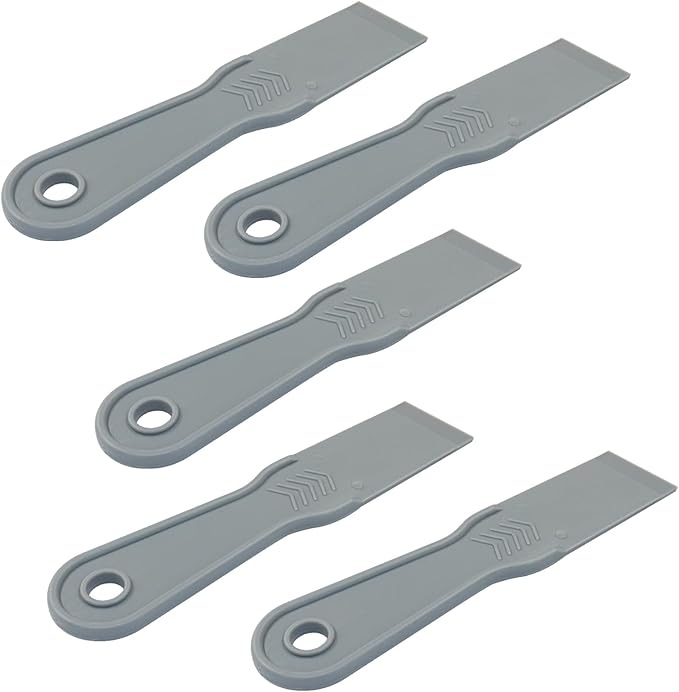 1.5 Inch Plastic Putty Knife Scraper, 5Pcs Flexible Spackle Knife for Spackling, Air Bubble Remover, Sticker Installation, Used for Repairing Walls, Pasting Plaster, Scraping Putty (Grey)