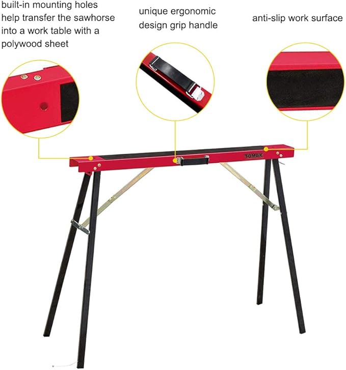 TOMAX Portable Folding Sawhorse Heavy Duty 275lb Weight Capacity Each Twin Pack