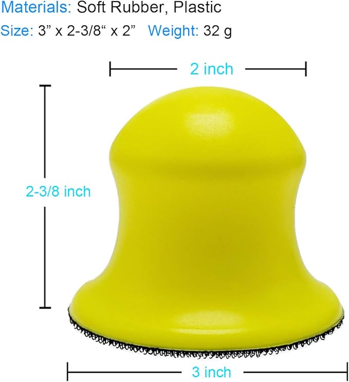 2 Pack 3" Round Hand Sanding Blocks for 3 Inch Hook and Loop discs Ideal For Wood Furniture Restoration Home Arts and Crafts