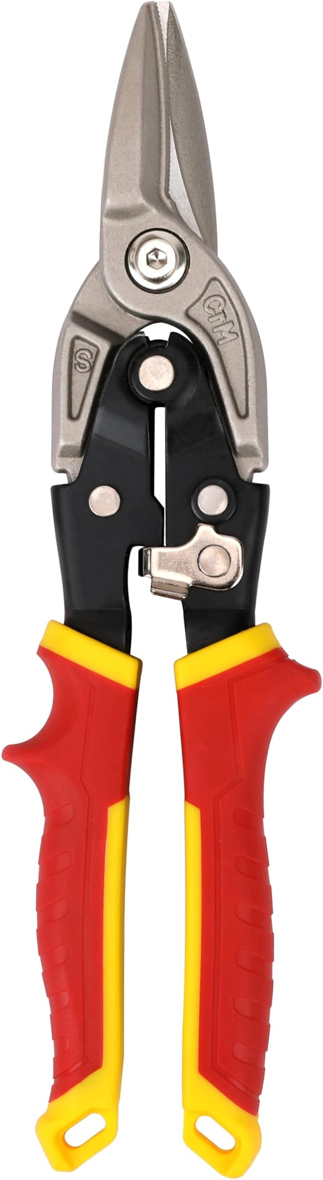 HURRICANE 10 Inch Aviation Snips with Safety Lock, CR-MO Blades Straight Cutting Metal Cutters in Sheet Metal, HVAC & Home DIY