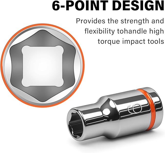 1/4" Drive Metric Master Socket Set, 14-Piece Shallow Hex Socket Set (4mm-15mm), Cover Most Commonly Sizes, 6 Point, Chrome Vanadium Steel with Molded Case