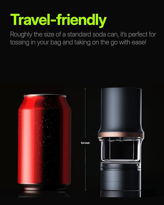 Electric Grinder for Dried Buds & Spice with LED Display Timer & Adjustable Speed, Portable, Battery Powered, 4 Grams Large Capacity (Black & Gold)