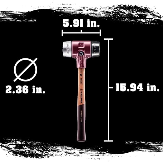 Halder 3029.060 Simplex 4 lb. Soft-Face Mallet with Black Rubber and Aluminum Inserts, Cast Iron Housing, and Wood Handle