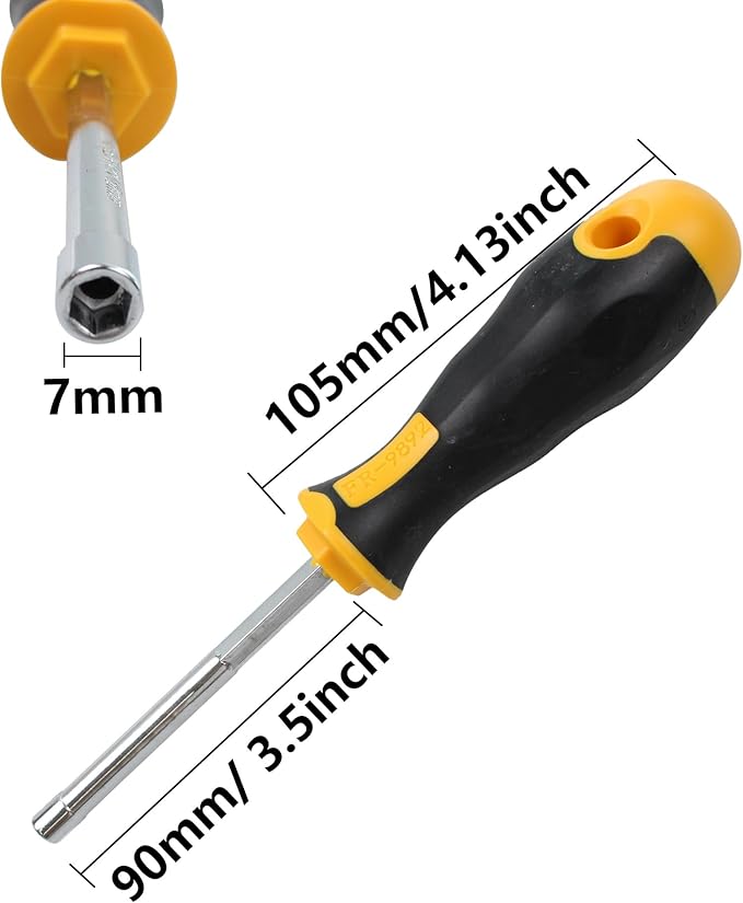 2PCS 7mm Socket Wrench Screwdriver, Hex Nut Driver, with 3.5 Inch Steel Shaft and Non-slip Handle for DIY Repairing