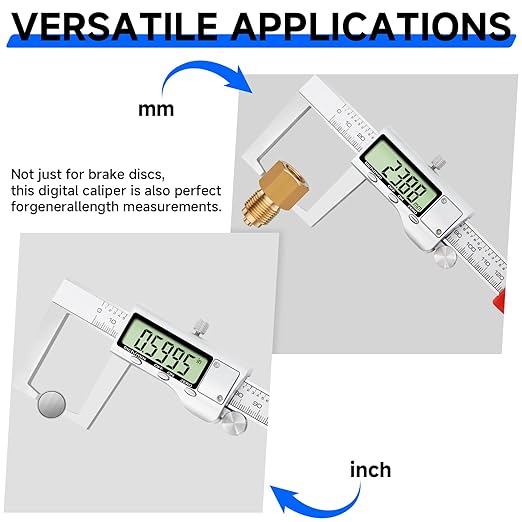 Digital Outside Groove Caliper, Disc Brake Rotor Micrometer, Digital Vernier Calipers Measuring Tool for Disc Brake, Brake Measuring Tool wtih Caliper- Inch/Metric Conversion (2 Inch/50mm)