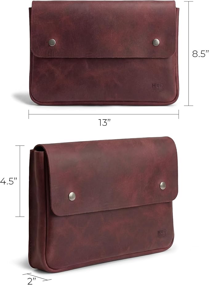 Hide & Drink, Vintage Folder Document Holder, File Case, A5 Binder, Envelope Portfolio, Full Grain Leather, Handmade, Sangria