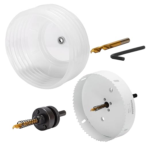 Mollom (6-1/4" | 159mm) HSS M42 8% Cobalt BI-Metal Hole Saw with Dust Bowl for Recessed Lights Can Lights,2 Pilot Drill Bits&Mandrel Cutting for PVC,Drywall,Wood,Plastic,Gypsum Board,Metal