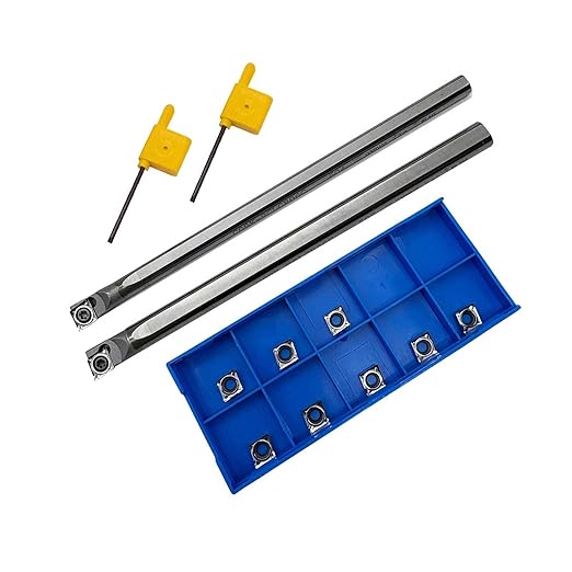 2pcsTungsten Steel Tool Holders C06K/C08K-SCLCR06 Boring Bars +10PCS CCGT060204-AK Indexable Carbide Turning Insert Blades Boring and Outer circlr for Aluminum Copper Plastic Cutting