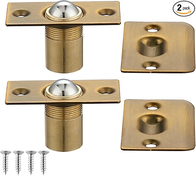 JQK Closet Ball Catch Door Hardware, Stainless Steel Catch Adjustable with Strike Plate, Bronze 2 Pack, HBC100-YRB-P2