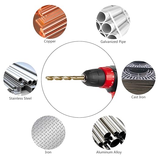 1/4" Cobalt Drill Bits 10Pcs - BAIDETS M35 1/4 Inch HSS Metal Twist Drill Bits Set for Hard Metal, Stainless Steel, Cast Iron and Other Hard Materials