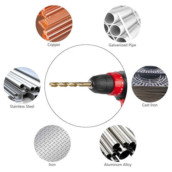 5/16 Inch Cobalt Drill Bits - Set of 10 Pcs, BAIDETS M35 High Speed Steel Jobber Drill Bits, Twist Drill Bits Set for Hard Metal, Stainless Steel, Cast Iron, Plastic and Wood