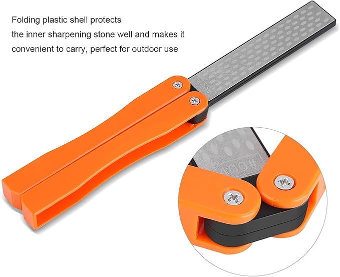 Folding Knife Sharpener, 400/600 Grit Knife Sharpener, Folding Double Sided Stone for Outdoor Camping Garden Kitchen, Sharpener Stone